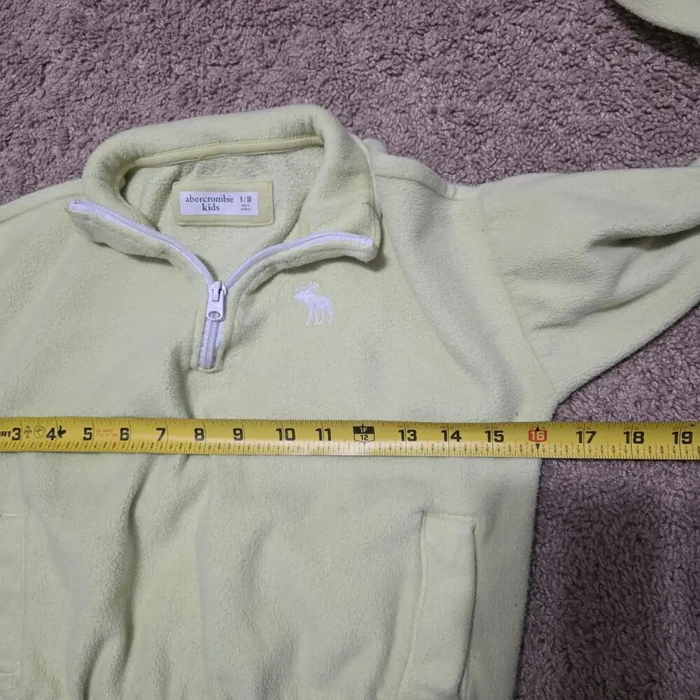 Abercrombie Kids 1/4 Zip Pullover Size 9-10 Lime Green Y2K Preppy Logo Moose